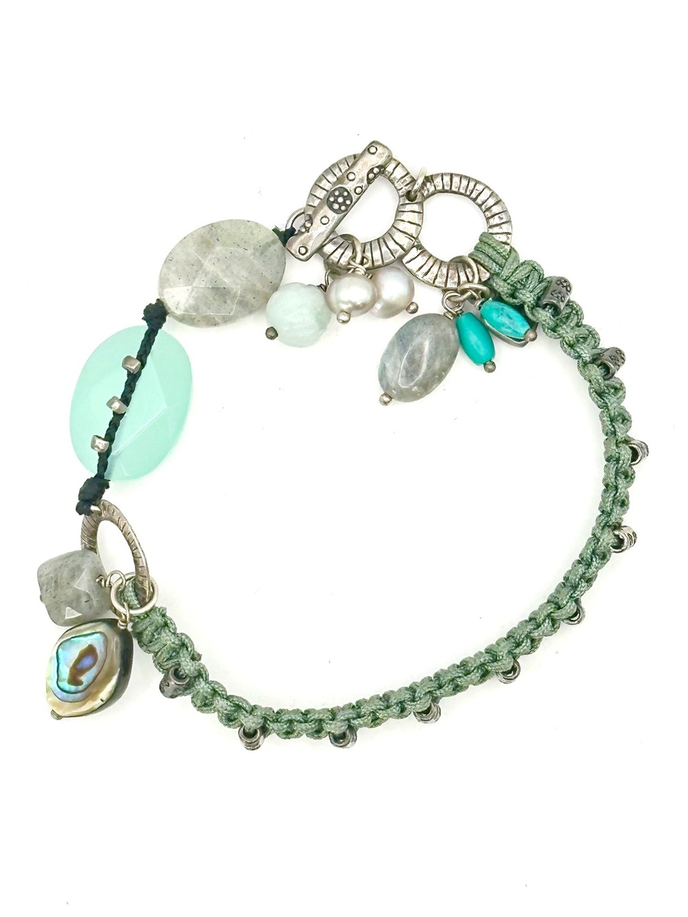 Silpada Retired B2314 Mixed Stone Macrame Toggle Bracelet